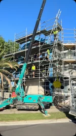 We have lift off! 🚀 Custom raked and tinted double-glazed unit going up to the facade of this Strathmore new build. 
Stay tuned to see more updates on this architectural abode!

Builder: @beyondbuiltgroup 
Glass: @viridianglassaustralia 

#regencywindows #windowinstallation #glazingexperts #constructionlife #melbournebuilder #aluminiumwindows